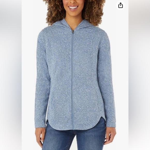 Eddie Bauer Blue Radiator Fleece Long Full Zip Jacket with Hood women’s S - Picture 2 of 10